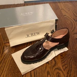 JCrew Winona cutout loafers in Italian croc-embossed leather